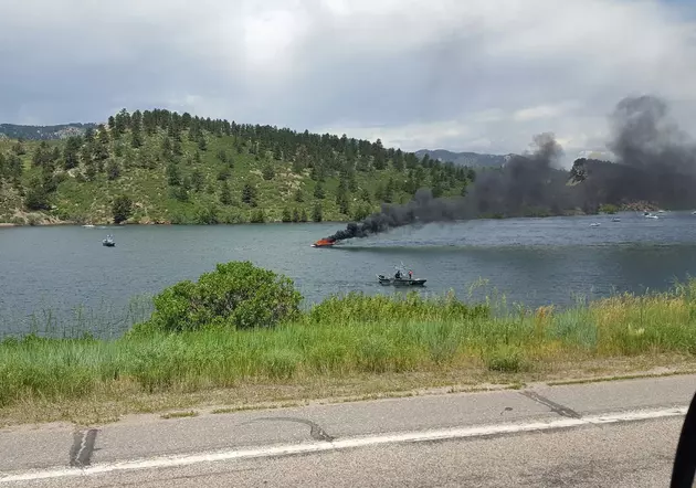 Fire Burns Boat on Horsetooth Reservoir