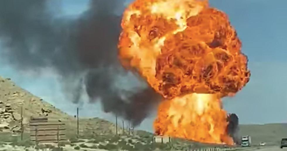 Video Captures Insane Explosion After Train Derails in Wyoming