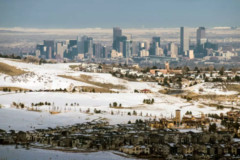 View on Denver from the Rocky Mountains during winter