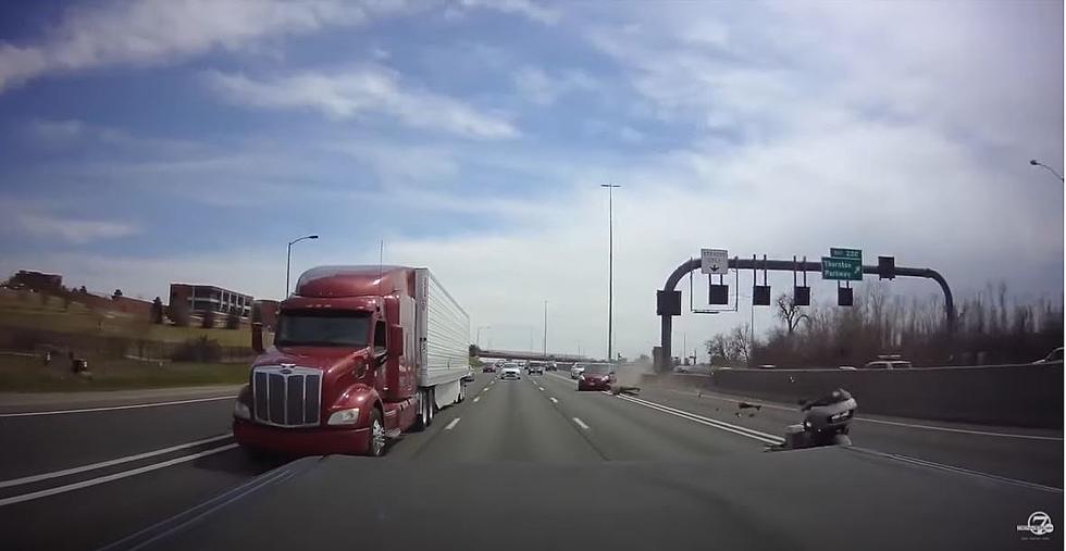 Dash Cam Captures Footage of Motorcycle Accident on Colorado’s I-25