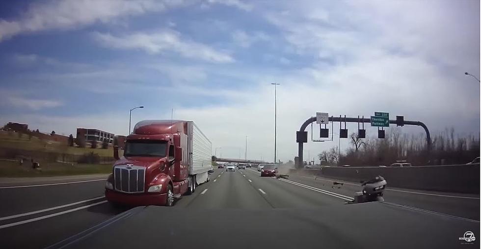 Dashcam Captures Footage of Motorcycle Accident on I-25