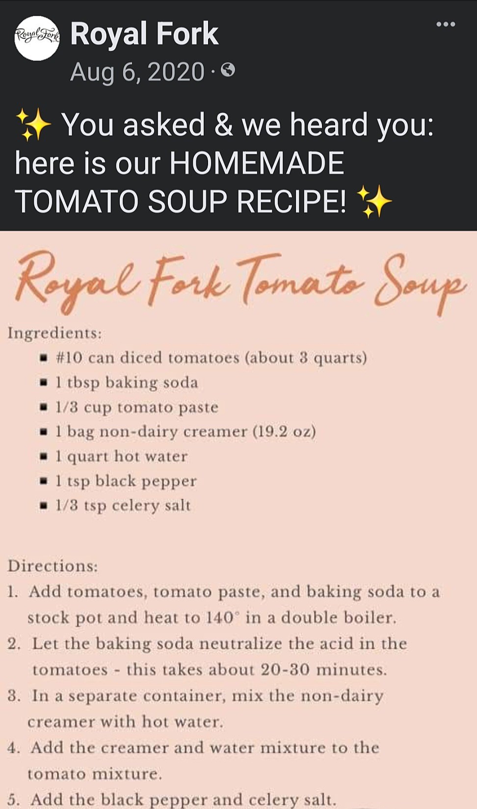 royal fork soup