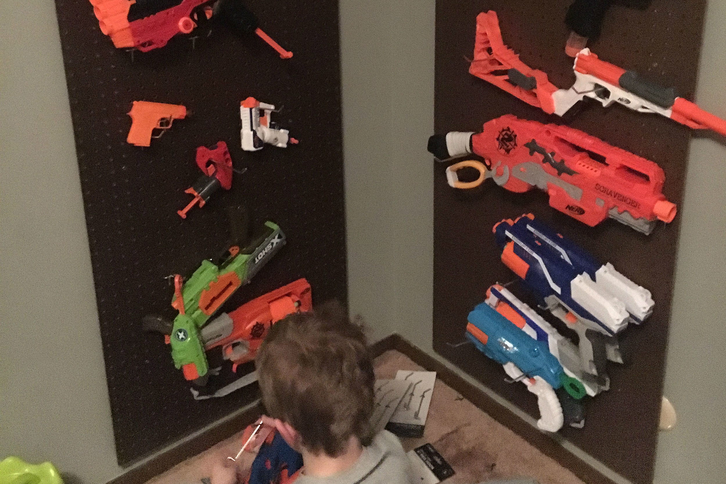 pegboard nerf gun rack