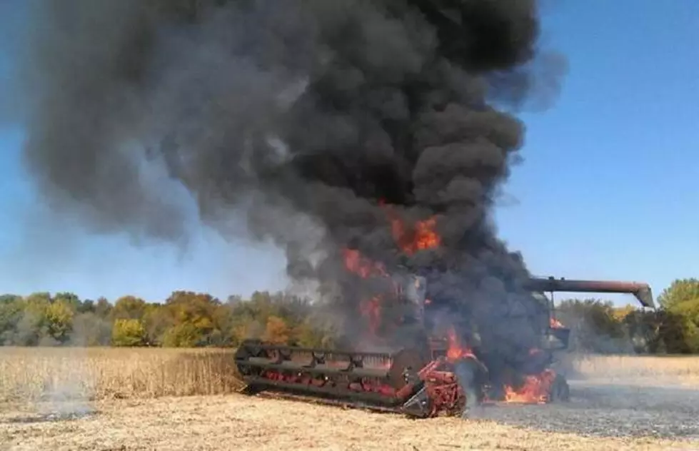 Combine Fire North of Sioux Falls