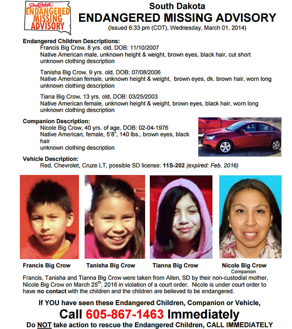 South Dakota Authorities Searching for Three Endangered, Missing Children [PHOTOS]