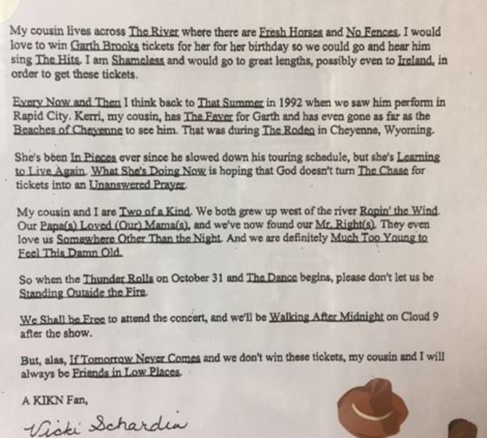 Letter from 1997 Seeking Garth Brooks Tickets