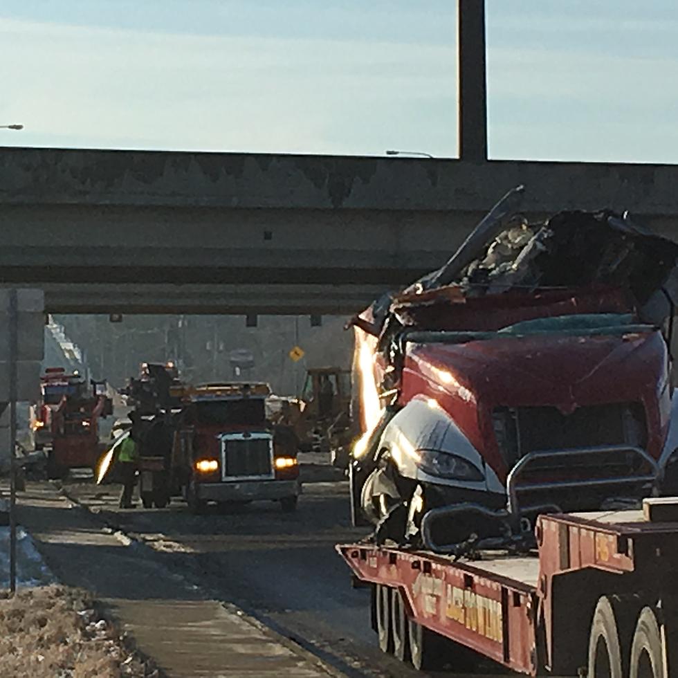 Semi Drives Off I-229 onto Car, One Dead