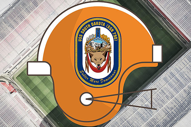 USS South Dakota Helmet Decal Worn on Helmets at High School Football Championships