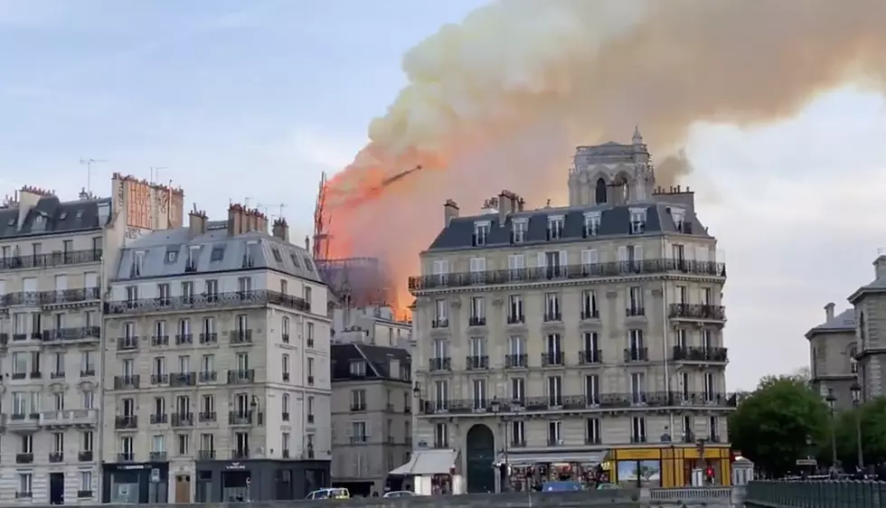 Notre Dame Cathedral in Paris on Fire