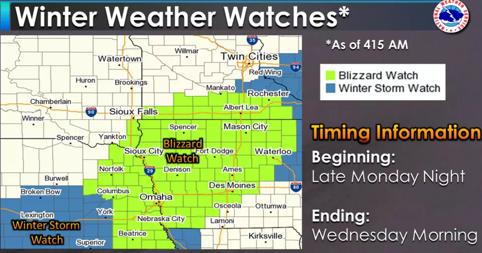 Blizzard Watch in Place for Late Monday