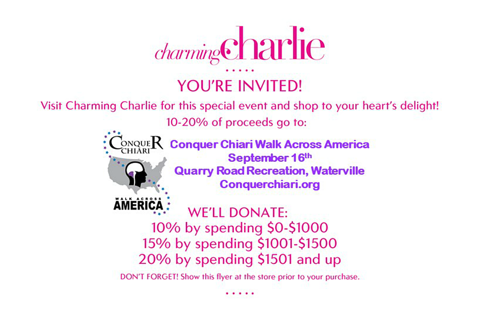 Support Conquer Chiari This Weekend At Charming Charlie In Augusta