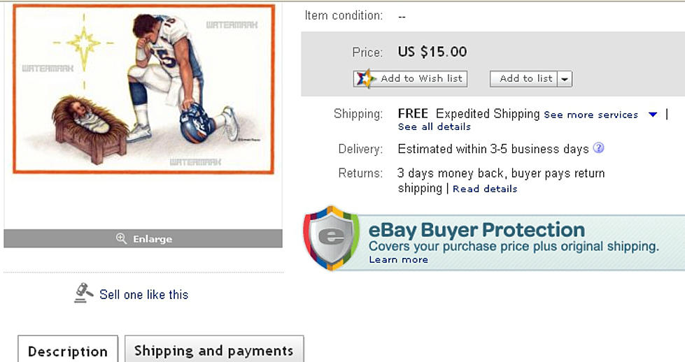 Tebowing Christmas Cards on EBAY – Not surprised