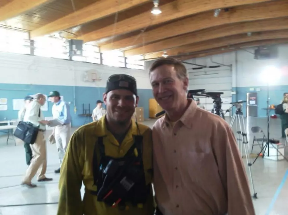 Fort Collins High Park Firefighter Impersonator Had His Picture Taken with Colorado Governor John Hickenlooper