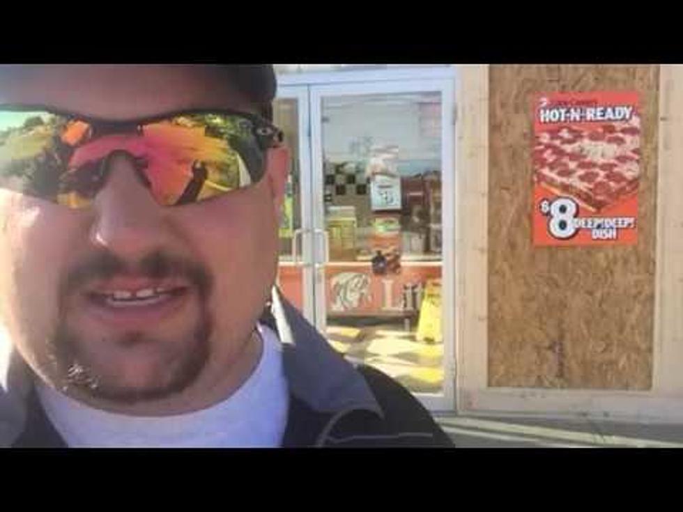 Matt James Reports Live From Little Caesars After Car Crashed Through Building
