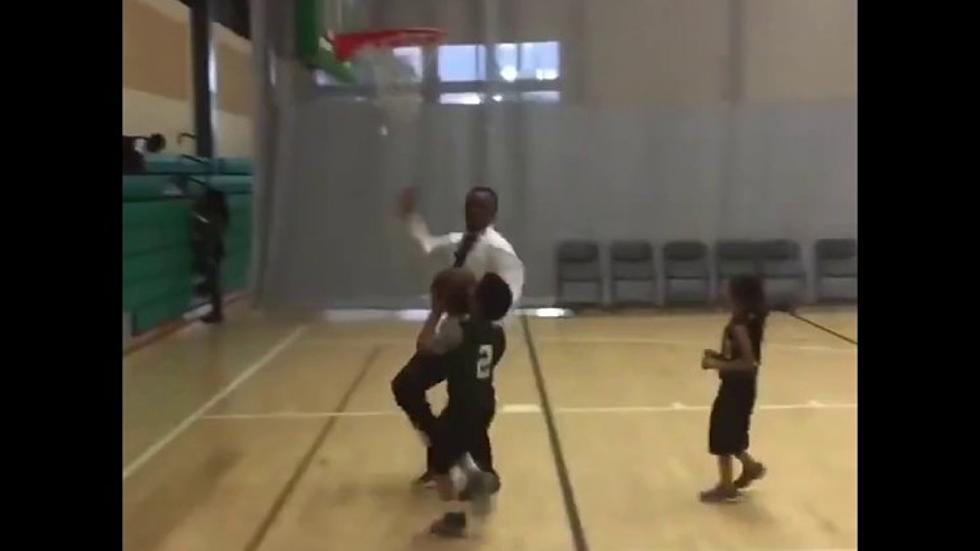 Little Kid Dribbling The Wrong Way Blocked by his own Coach!