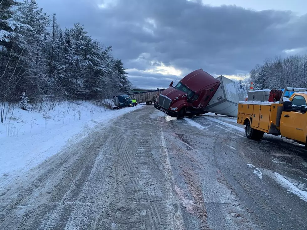 Tractor-Trailers Crash From Slippery Maine Storm Conditions