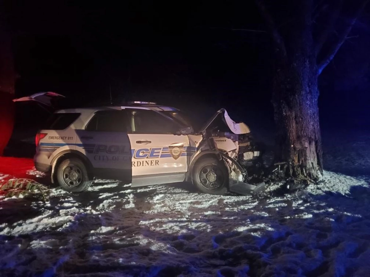 Gardiner Officer Crashes into Tree While Chasing Speeding Suspect