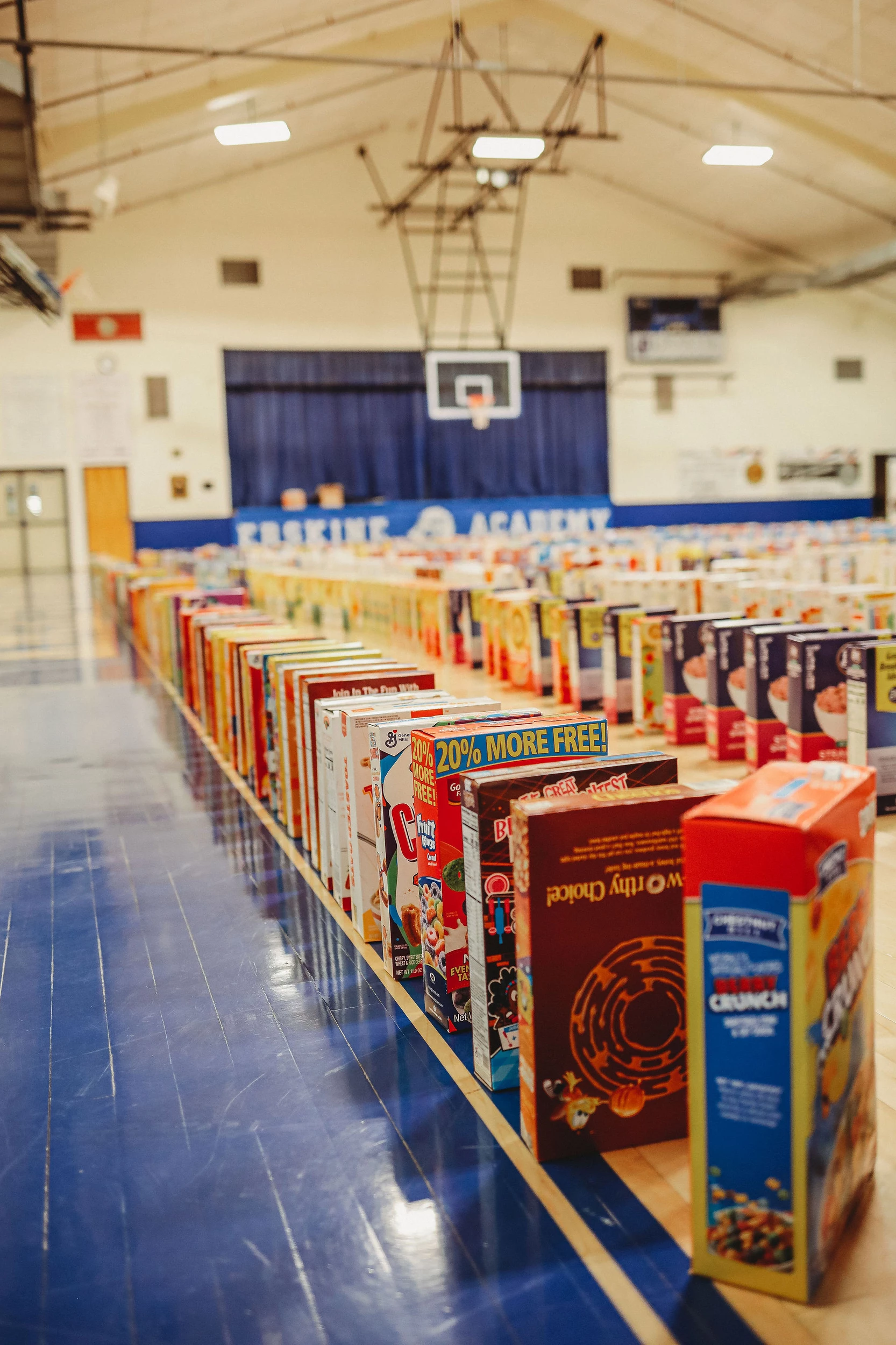 Erskine Academy Collects 3,500+ Boxes of Cereal for Food Banks