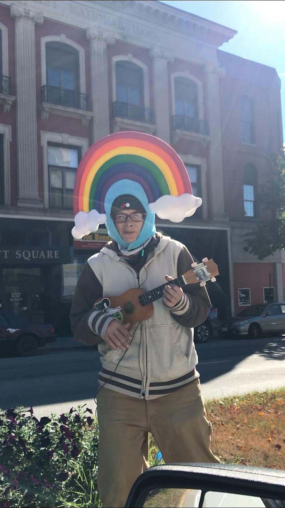 Who is that Maine Woman Wearing a Rainbow & Singing on the Side of the Road in Lewiston?