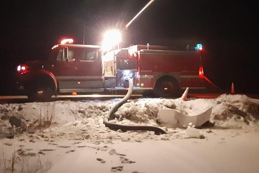 Maine Fire Fighters Cut Through a Foot of Ice to Supply Trucks With Water During Overnight Fire