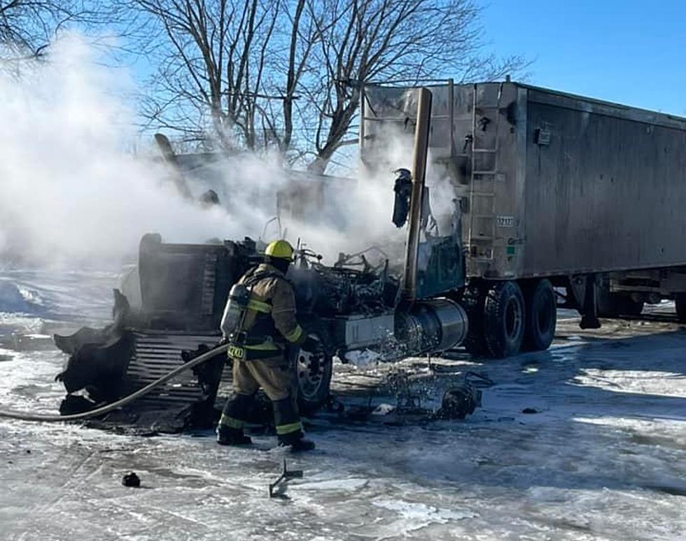 Crews Respond to Burning Tractor Trailer Truck in Vassalboro