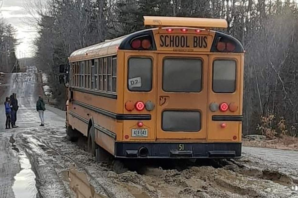 Muddy Maine Roads Prove to be Too Much For One Maine School Bus
