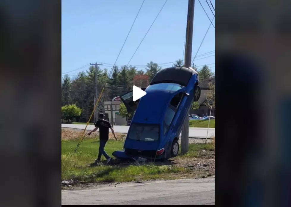 Elderly Man Falls Asleep Behind the Wheel & Drives Up a Maine Telephone Pole