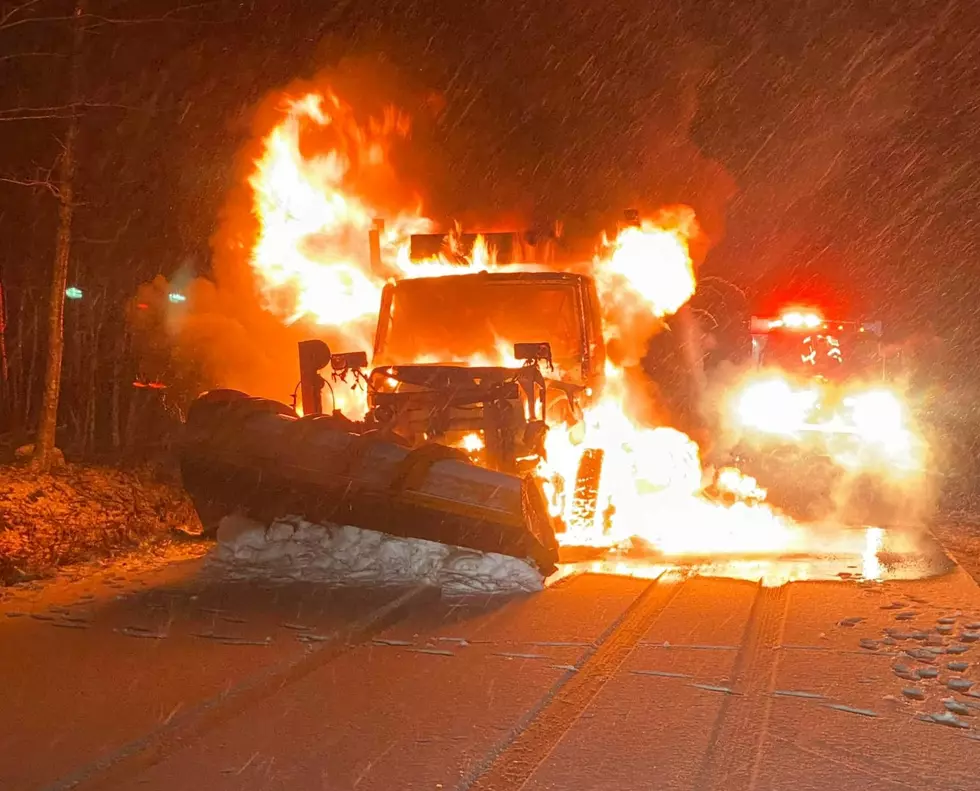 MASSIVE FLAMES: Maine Plow Truck Catches Fire During Weekend Storm