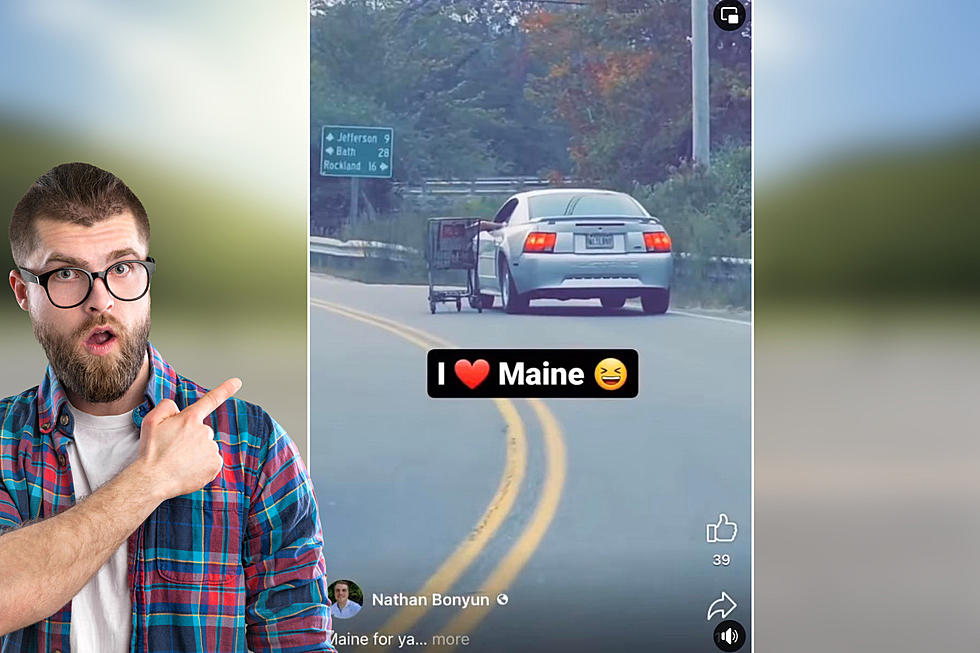 Remember When: Mustang Towed Shopping Cart in Traffic in Maine