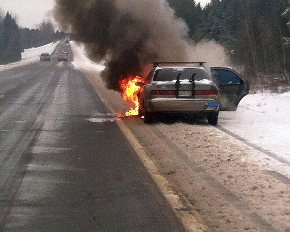 Car Catches Fire While Traveling on Interstate 95