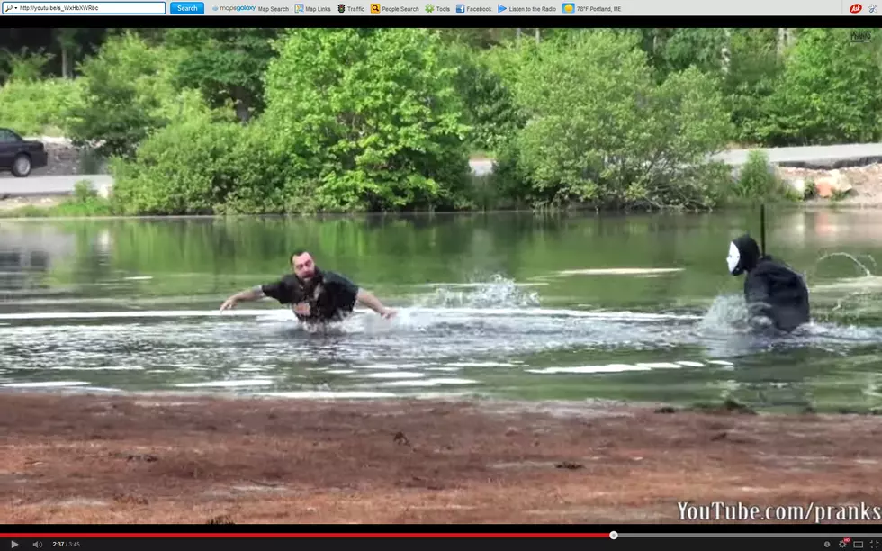 Hockey Masked Guy Walks Out of Lake to Prank Passersby [VIDEO]