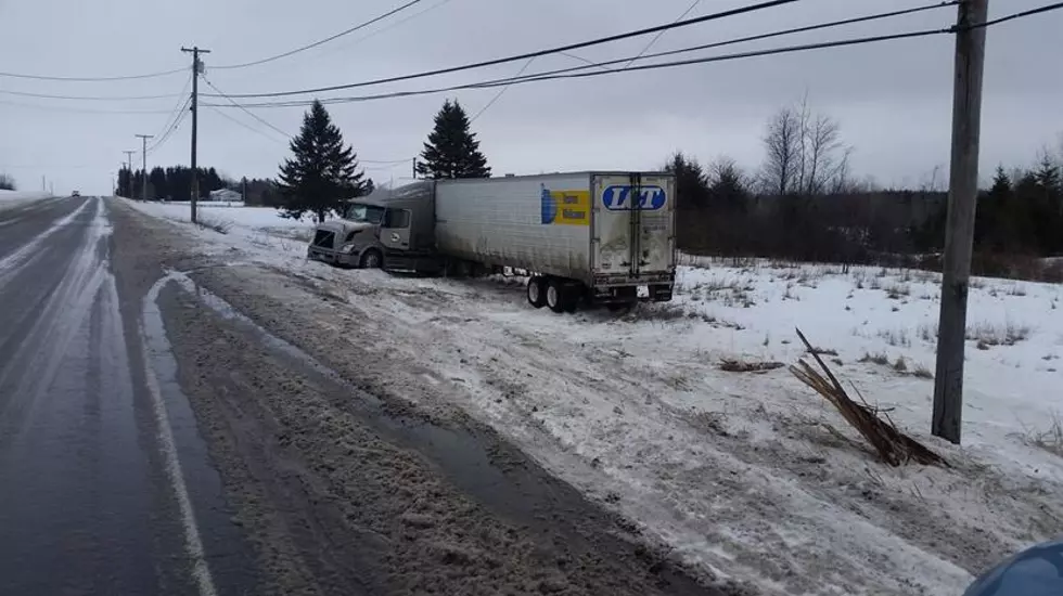 Tractor-Trailer Truck Crashes On Slushy Westfield Road