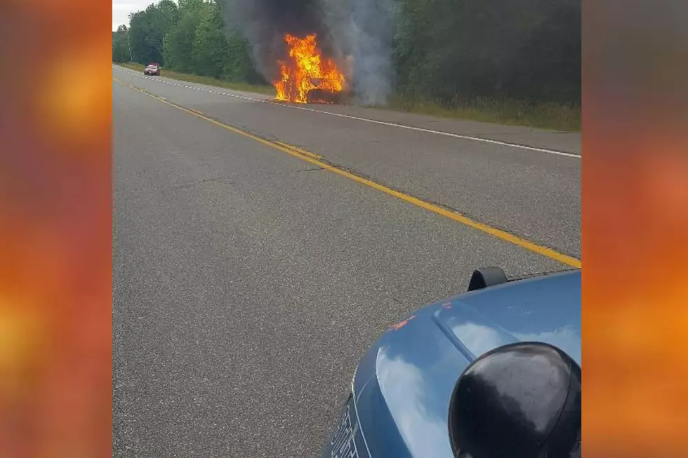 Vehicle Bursts Into Flames Along Route 3 In Liberty
