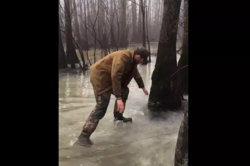 Hilarious Video of Hunter Trying to Walk On Ice [VIDEO]
