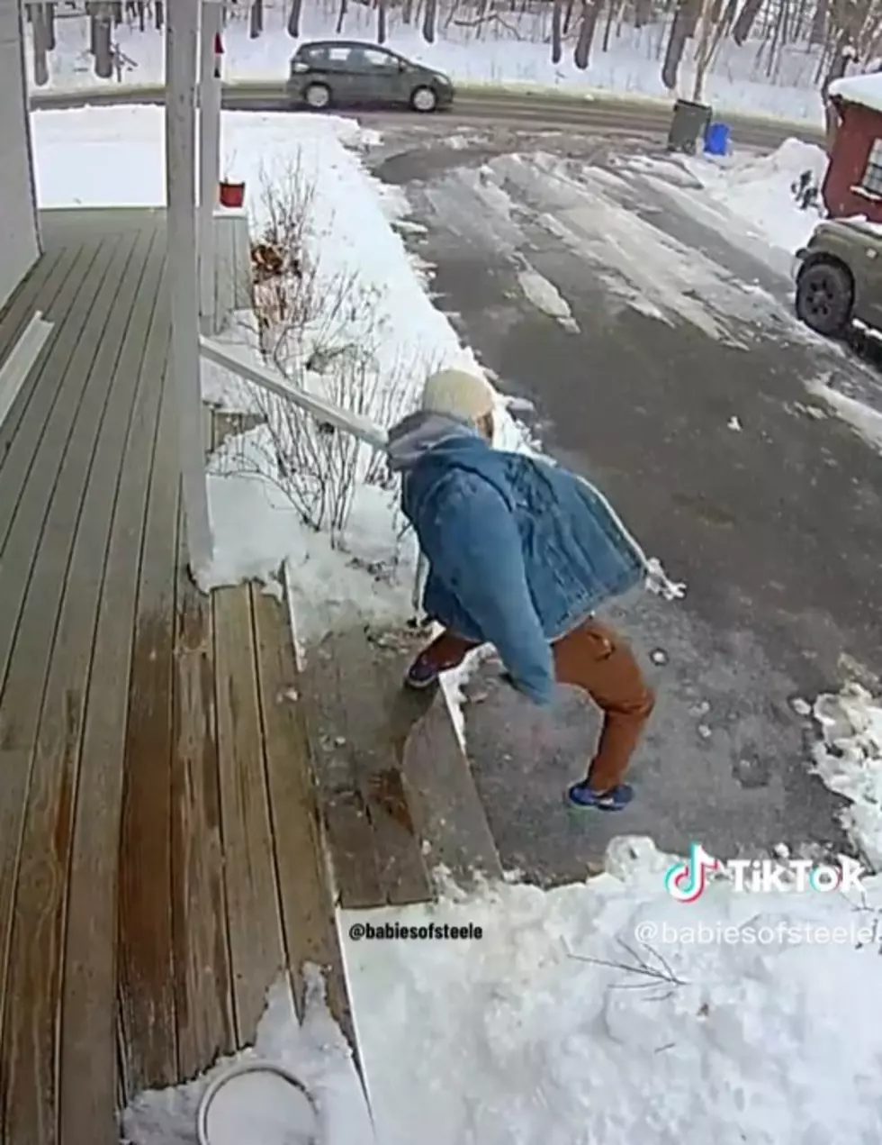 A Mainer On TikTok Shows Her Husband How To Walk On Icy Stairs