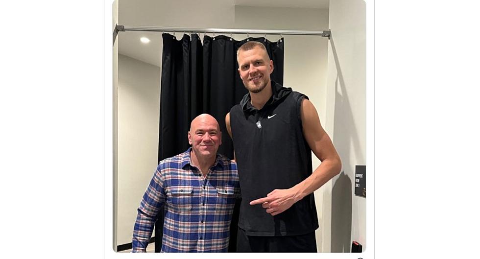 Maine’s Dana White Poses For A Pic With 7’3 Celtics Giant