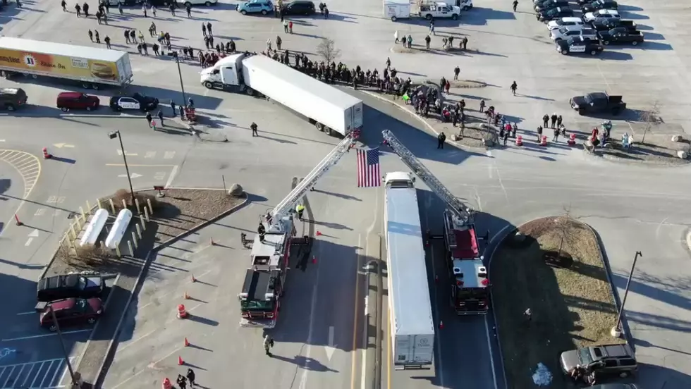 Drone Footage of Trucks Arriving in Ellsworth for Wreaths Across America [VIDEO]