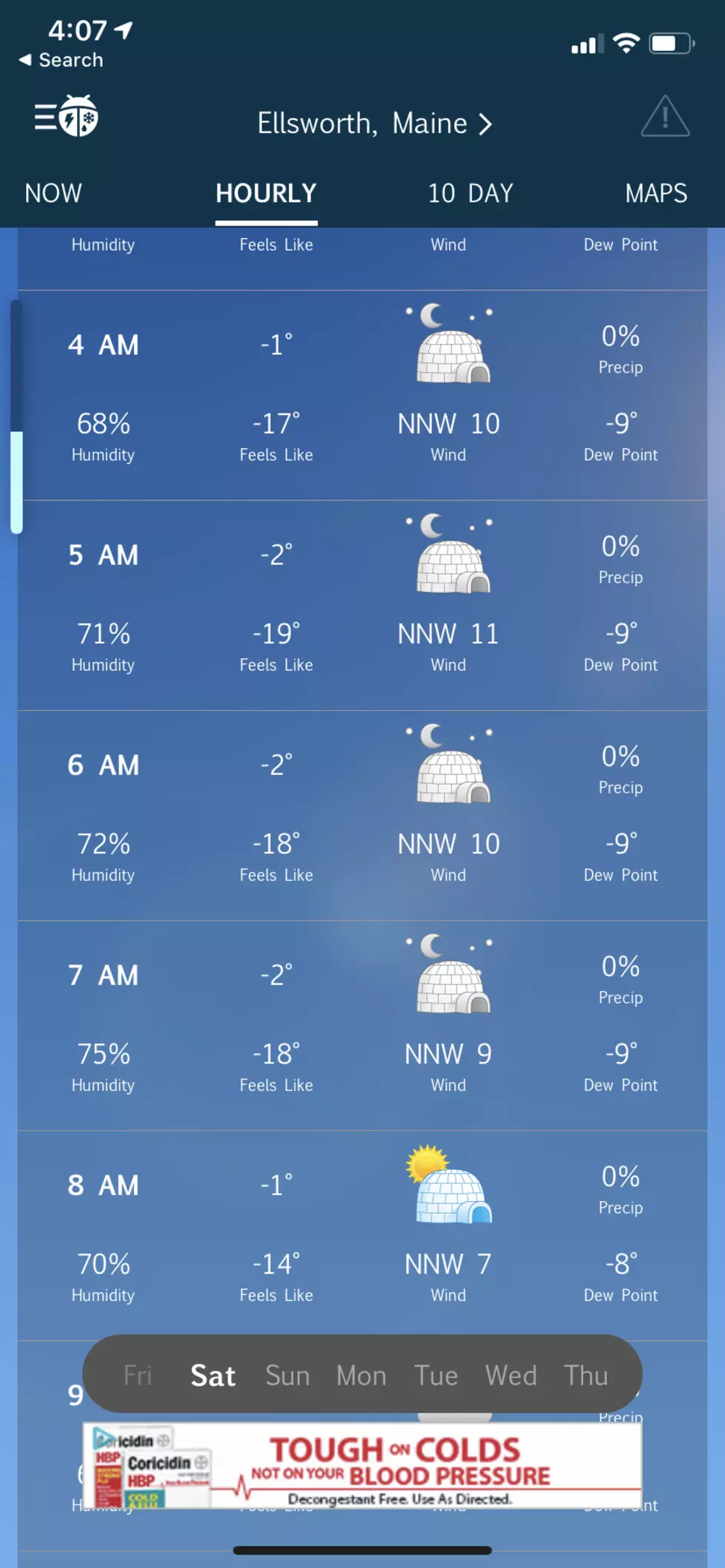 So Cold Weatherbug Is Showing Igloos for Ellsworth and Bar Harbor