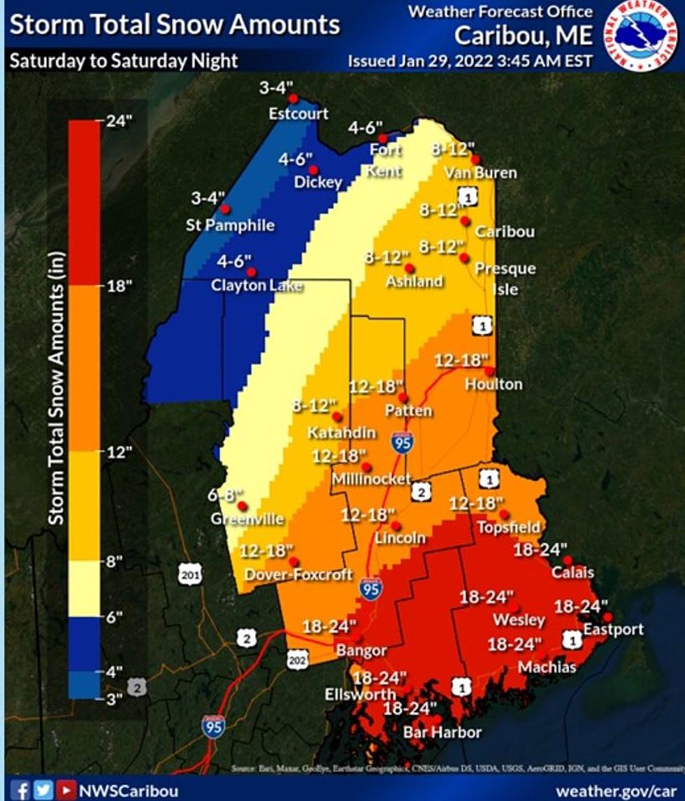 Snowfall Totals Increased 18-24 inches Expected Downeast [UPDATE]