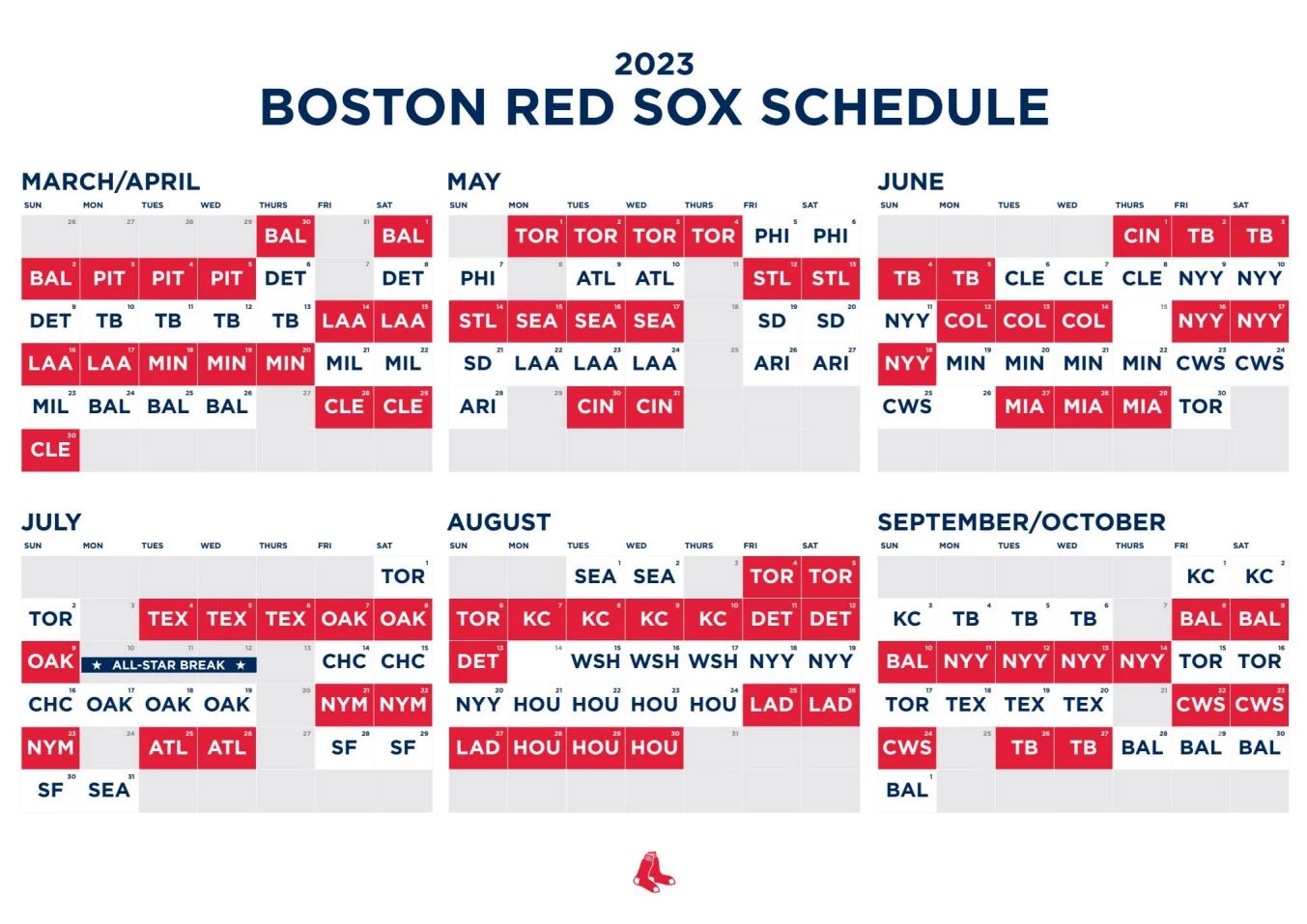 red sox schedule regular season