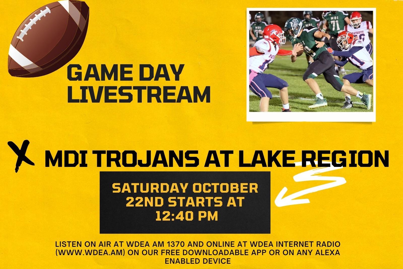 MDI Trojans at Lake Region Saturday October 22 [LISTEN LIVE]