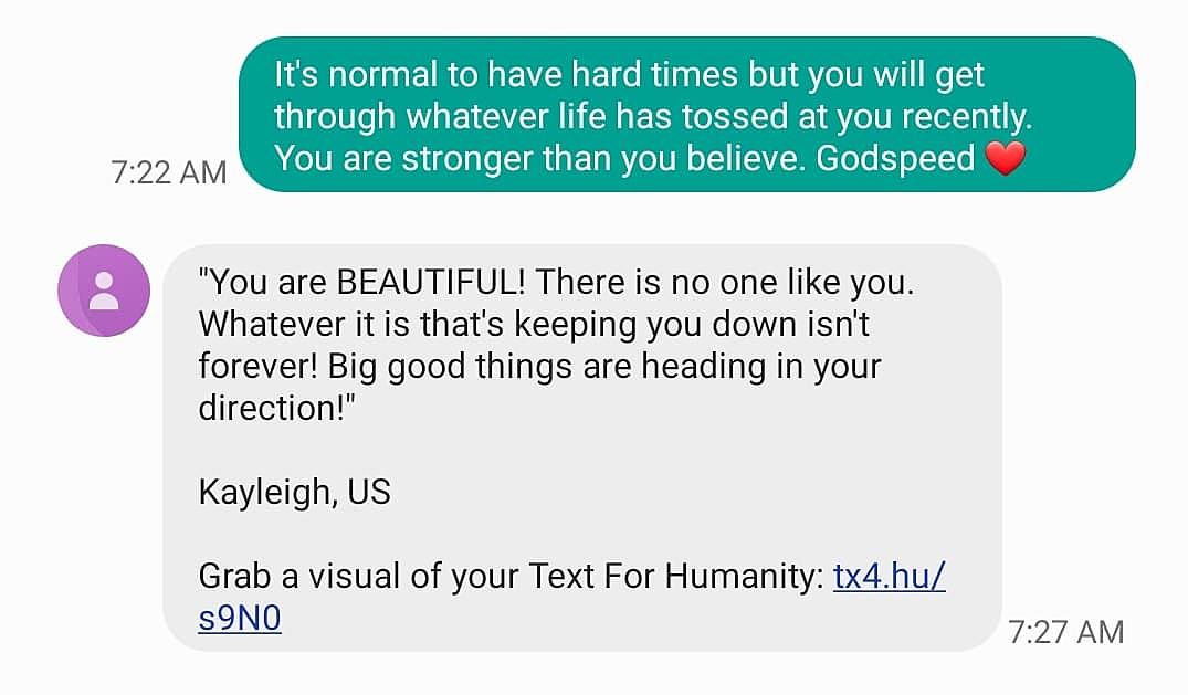 Text for Humanity" Sends Positive Texts to Strangers
