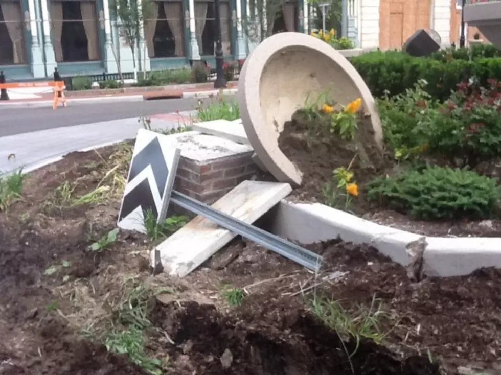 Supermarket Truck Damages Binghamton Roundabout