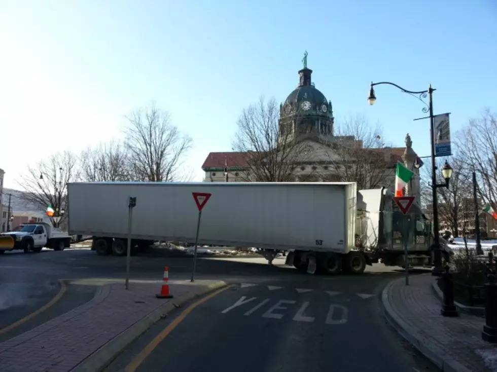 More Truck Trouble At Binghamton Roundabout