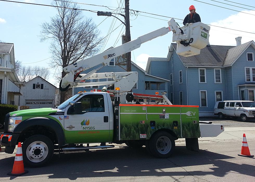 NYSEG Using Hybrid Bucket Truck In Binghamton Area