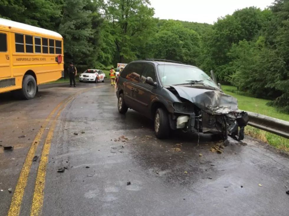 Minivan Collides with School Bus in Town of Chenango