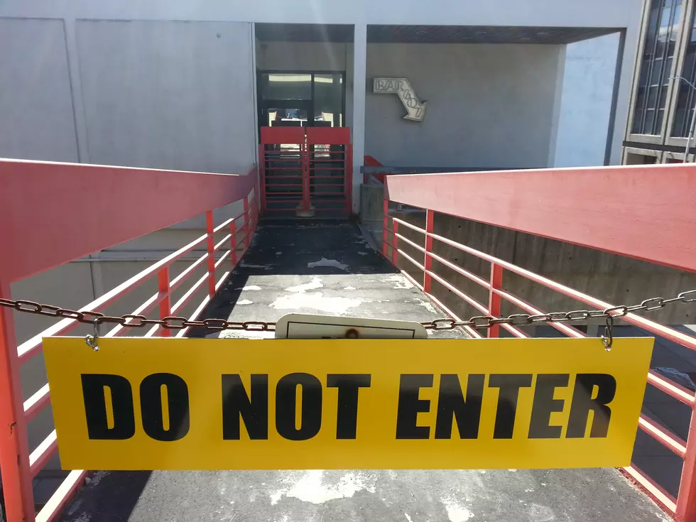 A rusting portion of the walkway from the State Street garage was removed in February 2017. (Photo: Bob Joseph/WNBF News)