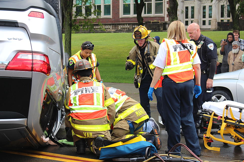 Rollover Crash in Front of Binghamton High School