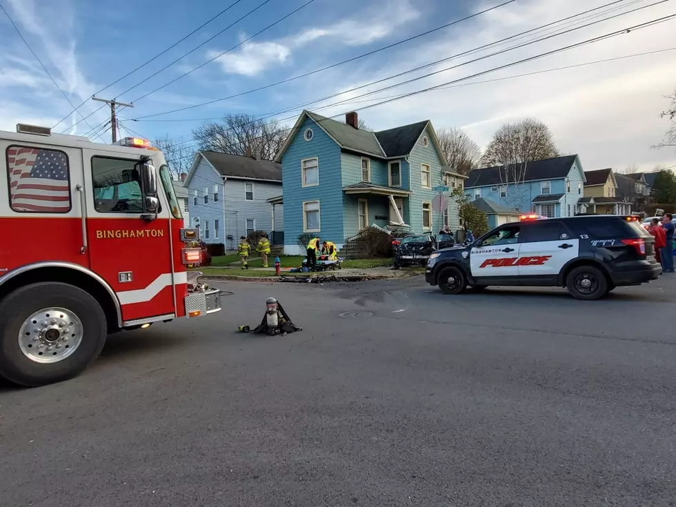 Several Hurt, House Hit in Binghamton West Side Car Crash