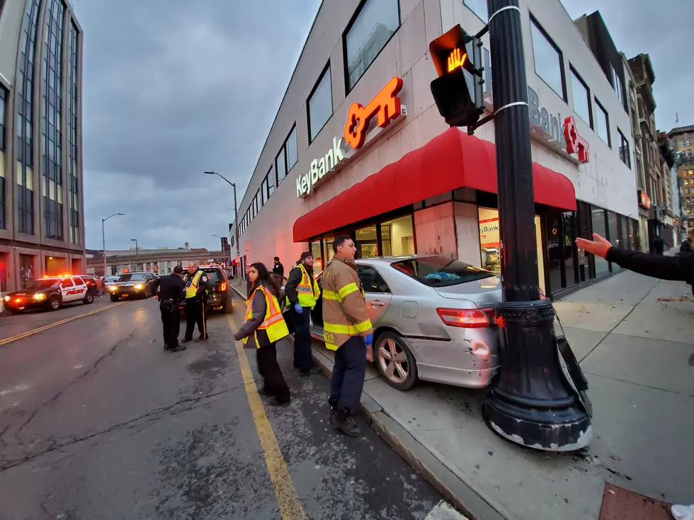 Car Hits Vehicles, Bank and Pole in Downtown Binghamton